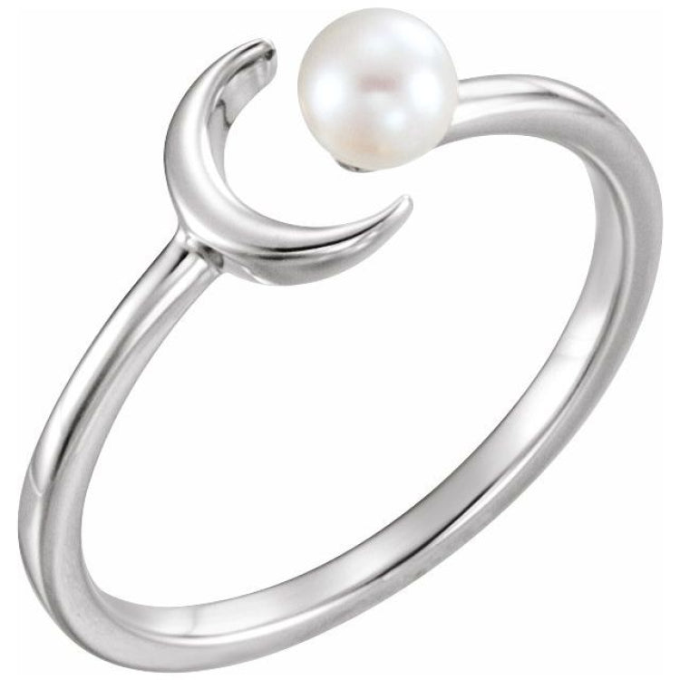 Pearl Crescent Moon Ring