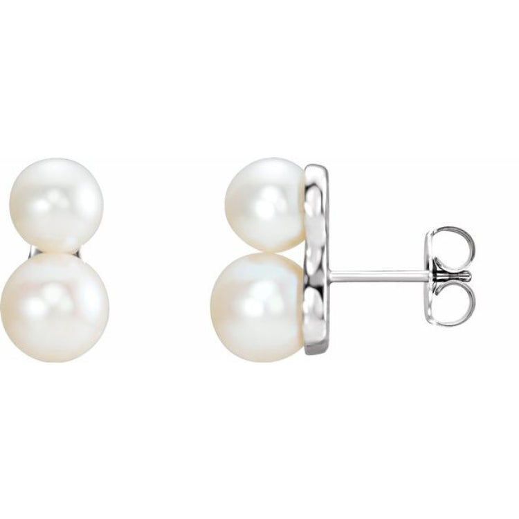 Two-Stone Pearl Ear Climbers