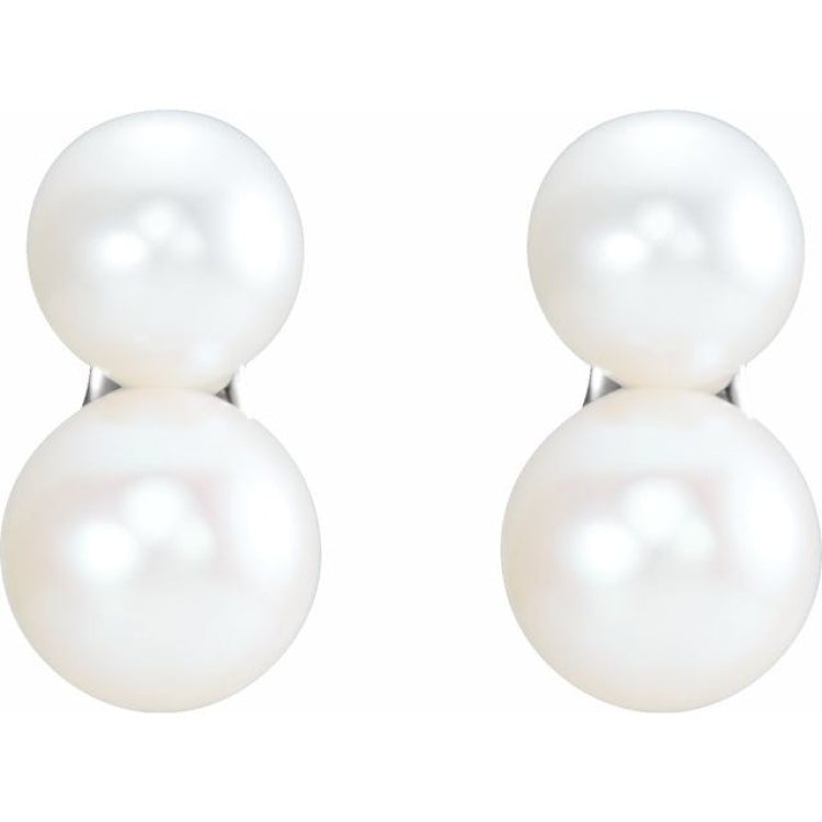 Two-Stone Pearl Ear Climbers