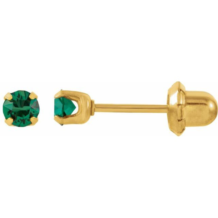 24K Gold-Plated Stainless Steel Imitation Emerald Inverness® Piercing Stud Earrings