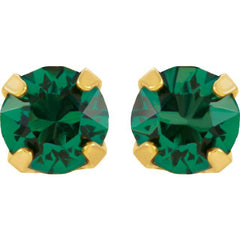 24K Gold-Plated Stainless Steel Imitation Emerald Inverness® Piercing Stud Earrings