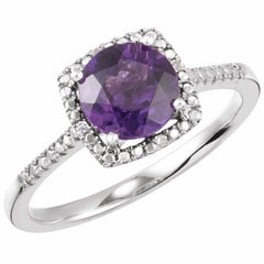 Halo-Style Birthstone Ring