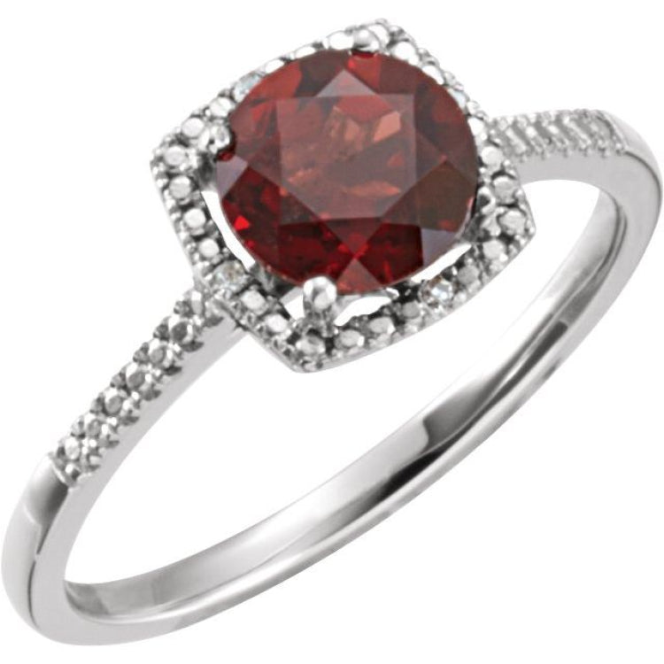 Halo-Style Birthstone Ring