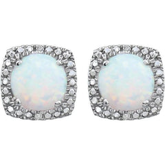 Round 4-Prong Halo-Style Birthstone Stud Earrings