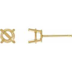 14K Yellow Gold 2.5 mm Natural Emerald Earrings