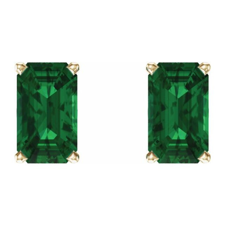 Emerald 4-Prong Scroll Setting® Stud Earrings