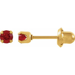 24K Yellow Gold-Plated Stainless Steel Imitation Ruby Inverness® Piercing Stud Earrings