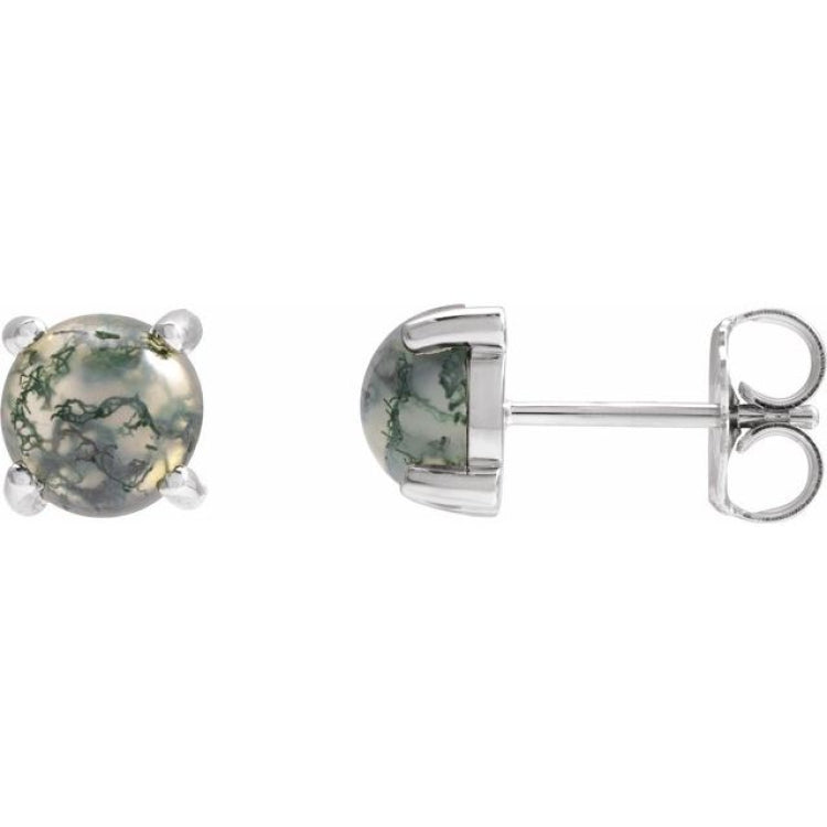 Round 4-Prong Cabochon Earrings